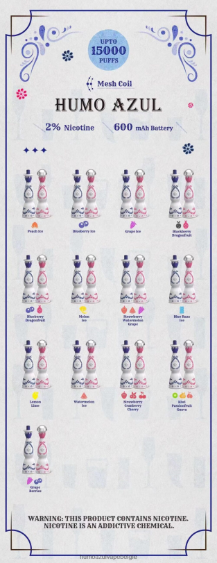 Humo Azul Vape België - Humo Azul 15000 trekjes wegwerpbaar 82P0L1